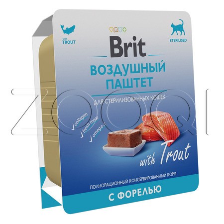 Brit Premium Воздушный паштет c форелью для взрослых стерилизованных кошек, 100 г