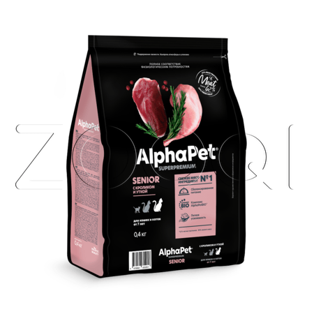Корм AlphaPet Superpremium Senior для кошек (кролик, утка)