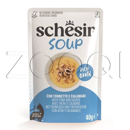Пауч Schesir Cat Soup для кошек (тунец, кальмар в бульоне), 40 г