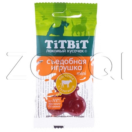 TiTBiT Съедобная игрушка косточка с телятиной Mini, 20 г