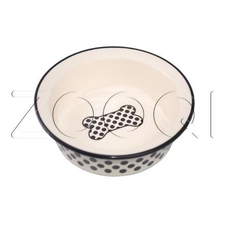 №1 Миска керамическая с рисунком «Косточка в горошек», 12.5x4 см, 150 мл