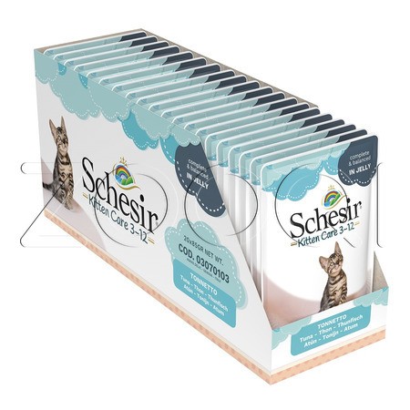 Schesir Cat Пауч с тунцом в желе для котят, 85 г