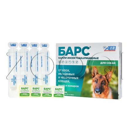 Барс Капли инсектоакарицидные для собак, 4 пипетки