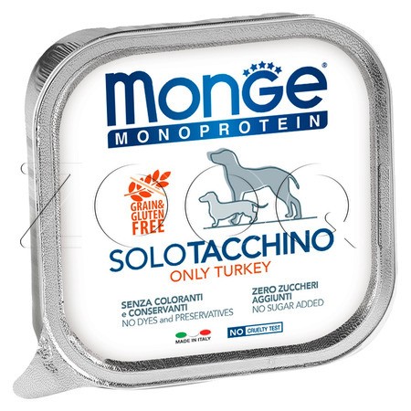 Monge Dog Monoprotein Solo Turkey для взрослых собак всех пород (индейка)