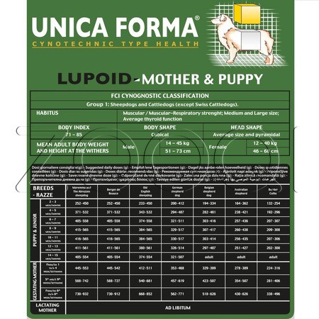 Корм Unica Forma Lupoid Mother & Puppy для беременных собак и щенков (лосось), 15 кг