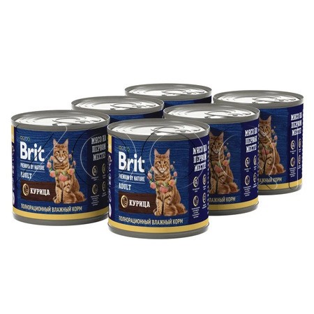Паштет Brit Premium by Nature Adult для кошек (курица), 200 г