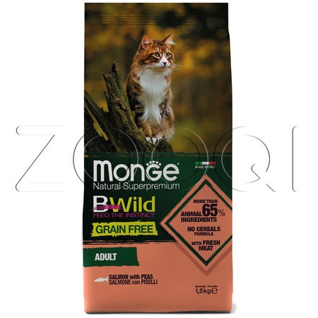 Корм Monge Cat Bwild Grain Free Adult для кошек (лосось)