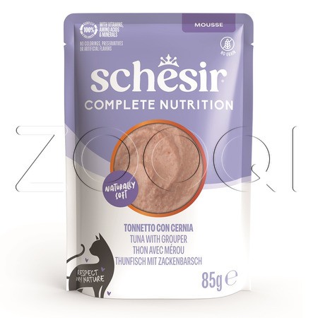 Мусс Schesir Cat Complete Nutrition для кошек (тунец, групер), 85 г