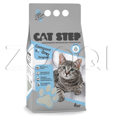 Cat Step Compact Gray Original Серый комкующийся минеральный наполнитель