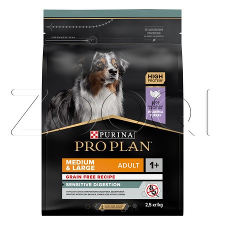 Корм Purina Pro Plan Sensitive Digestion Grain Free Medium & Large Adult для собак (индейка)