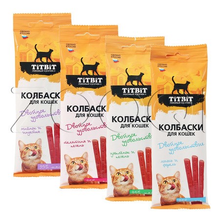 TiTBiT Колбаски для кошек Двойное удовольствие 4 вкуса (Новогодняя коллекция), 185 г