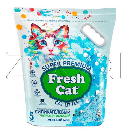 Fresh Cat Впитывающий силикагелевый наполнитель «Морской бриз», 5 л
