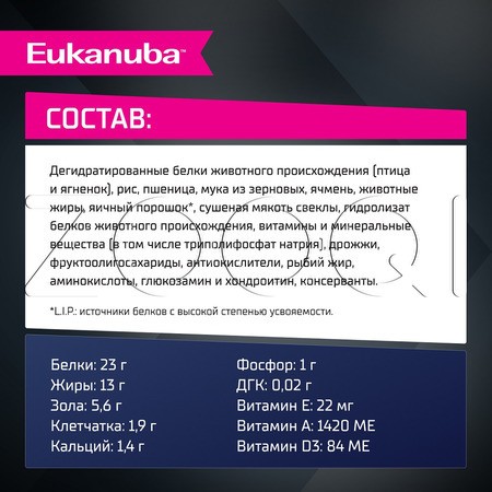 Корм Eukanuba для собак (ягненок)