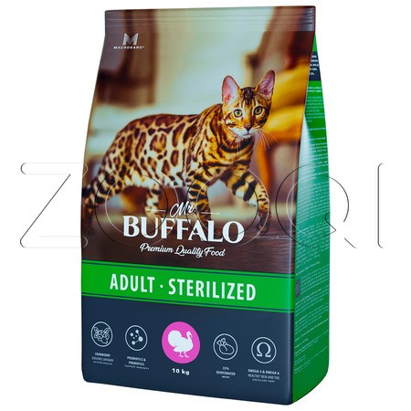 Mr. Buffalo STERILIZED для стерилизованных кошек и кастрированных котов (индейка)