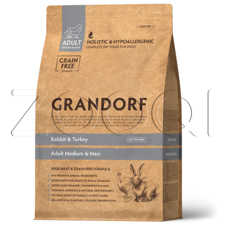 Grandorf Rabbit & Turkey Adult Medium & Maxi Breeds для взрослых собак средних и крупных пород (кролик, индейка)