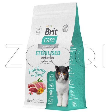 Brit Care Cat Sterilised Urinary Care с индейкой и уткой для стерилизованных кошек