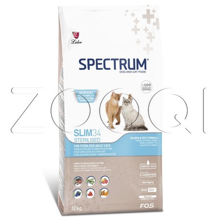 SPECTRUM Slim 34 Adult Sterilised для стерилизованных взрослых кошек (лосось, рис)