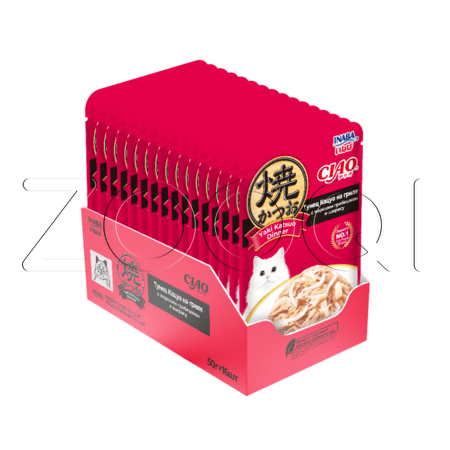 Пауч INABA CIAO Yaki Katsuo Dinner для кошек (тунец Кацио, морской гребешок, ширасу), 50 г