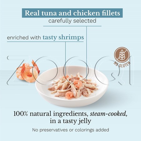 Пауч Schesir Cat для кошек (курица, тунец, креветка в желе), 50 г