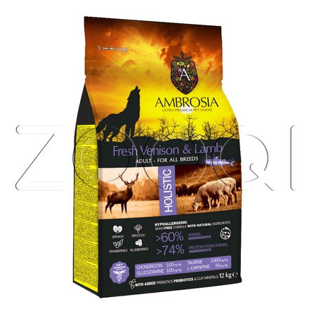 Корм Ambrosia Grain Free Adult Fresh Venison & Lamb для собак (оленина, ягненок)
