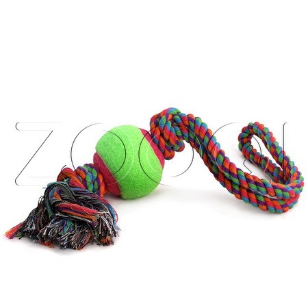 Triol Игрушка для собак "Верёвка с петлей, 2 узла и мяч", d65/450мм