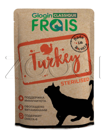 Frais Classique Sterilised Turkey для стерилизованных кошек всех пород (индейка в нежном соусе), 85 г