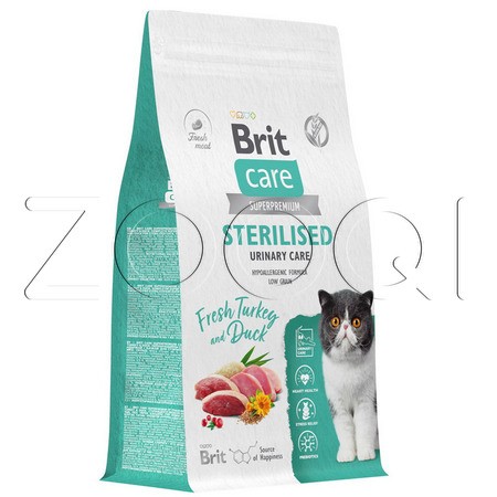 Brit Care Cat Sterilised Urinary Care с индейкой и уткой для стерилизованных кошек