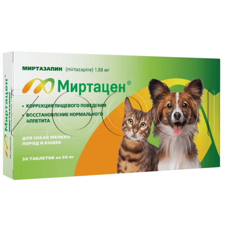 Миртацен Таблетки для собак мелких пород и кошек, 1.88 мг