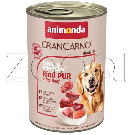 Консерва GranCarno Adult Single Protein для собак (говядина), 400 г