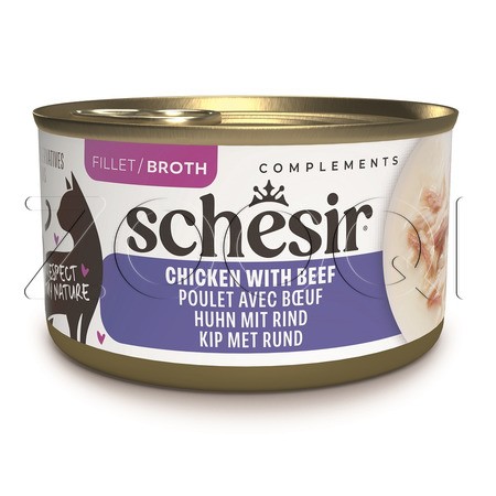 Консерва Schesir Cat Complements для кошек (курица, говядина в бульоне), 70 г