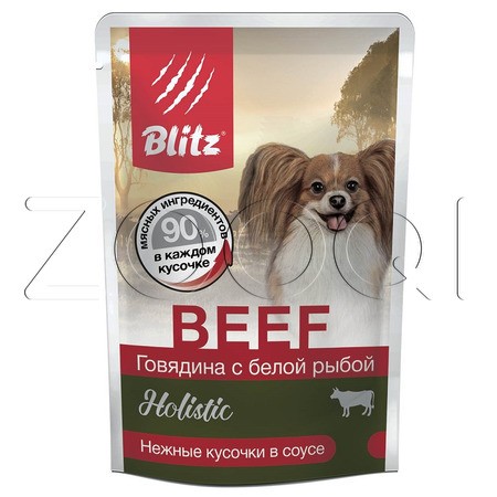 Blitz Holistic Beef & White Fish Adult Dog Small Breeds для взрослых собак мелких пород (Говядина с белой рыбой в соусе), 85 г