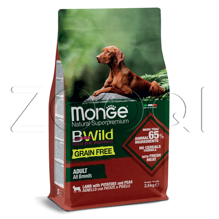 Monge Dog BWild Grain Free Adult для взрослых собак всех пород (ягненок, картофель, горох)