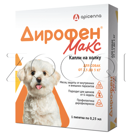 Дирофен Макс Капли на холку для собак, 1 пипетка