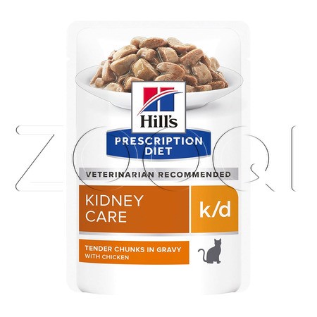 Hill's k/d Kidney Care для взрослых кошек при почечной недостаточности (курица), 85 г