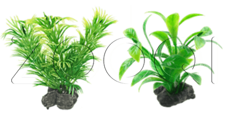 Tetra Набор пластмассовых растений с утяжелителями (зеленый) DecoArt Plant XS Green Refillе (2 вида по 3 шт)
