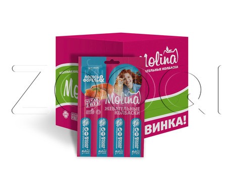 Molina Жевательные колбаски из лосося и форели для кошек, 20 г