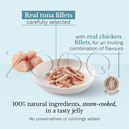 Консерва Schesir Cat Complete Nutrition для кошек (тунец, курица в желе), 85 г