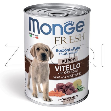 Monge Dog Fresh Puppy Veal & Vegetables для щенков всех пород (телятина и овощи), 400 г
