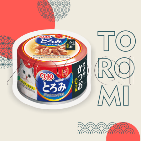 Консерва INABA CIAO Toromi для кошек (куриное филе, тунец Кацуо, морской гребешок), 80 г