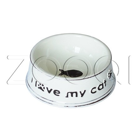 №1 Миска керамическая с надписью «I love my cat», 12.5x5 см, 190 мл