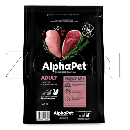Корм AlphaPet Superpremium Adult для кошек (утка, цыпленок)