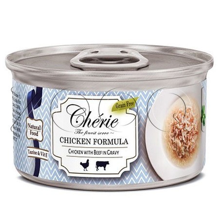 Pettric Cherie Chicken Formula куриное филе с кусочками говядины в подливе, 80 г