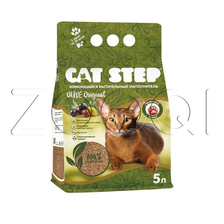 Cat Step Olive Original Комкующийся растительный наполнитель для кошачьего туалета