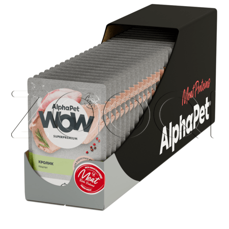 Пауч AlphaPet WOW Superpremium для кошек (кролик), 85 г