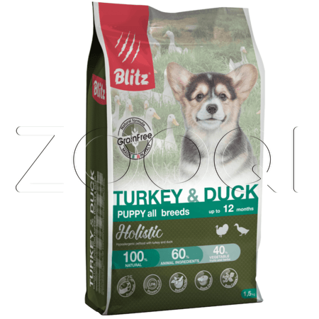 Blitz Holistic Grain Free Puppy Turkey & Duck All Breeds для щенков всех пород (Индейка и утка)