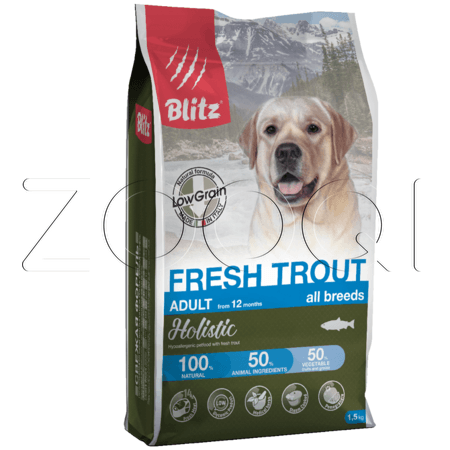 Blitz Holistic Low Grain Fresh Trout Adult Dog All Breeds для взрослых собак всех пород (Свежая форель)