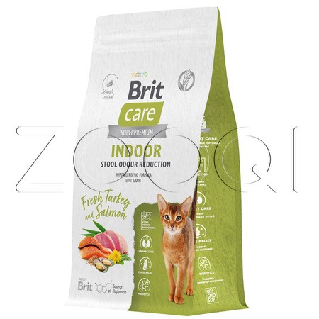 Brit Care Cat Indoor Stool Odour Reduction с индейкой и лососем для взрослых кошек