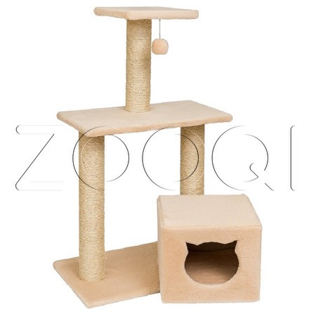 Q-zoo Комплекс с домиком для кошек, сизаль, 65x40x120 см