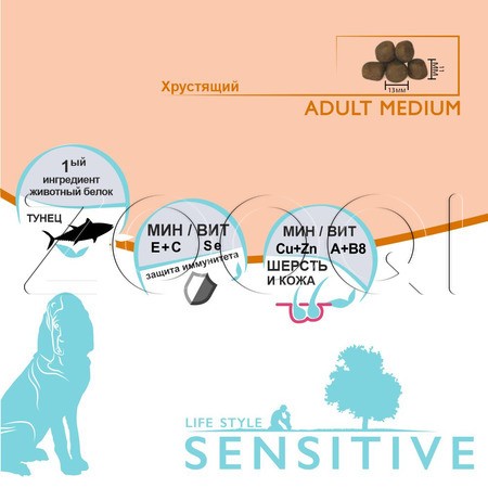 Unica Classe Medium Sensitive с тунцом для собак средних пород