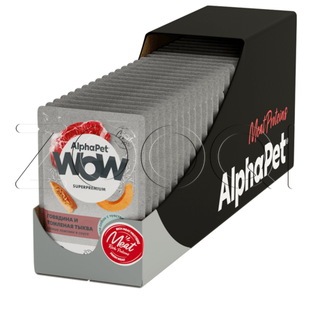 Пауч AlphaPet WOW Superpremium для собак (говядина с тыквой в соусе), 85 г